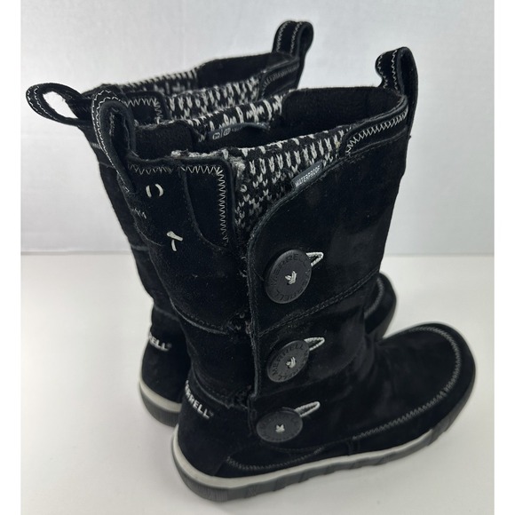 Merrell Tempest High Black Suede Button Boots Winter Warm Snow Women's Size 9 - Picture 5 of 12